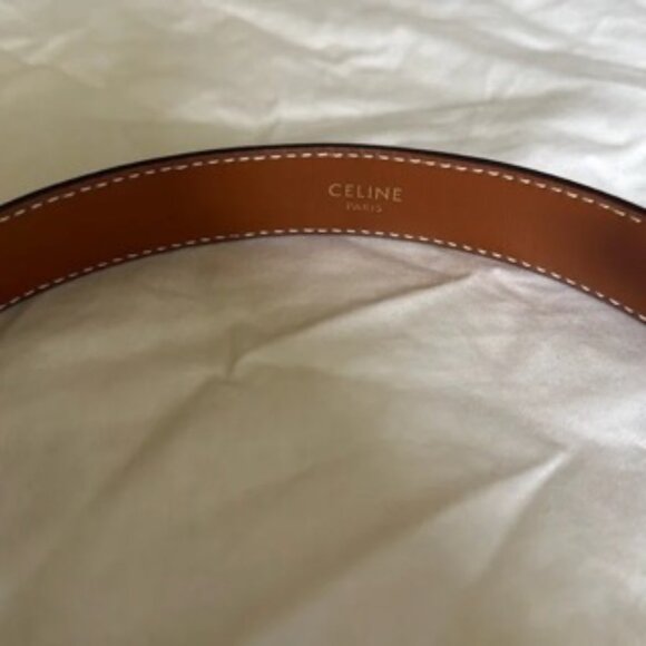 100% Auth CELINE Women‘s Triomphe Brown Leather Belt 75cm - Picture 6 of 6